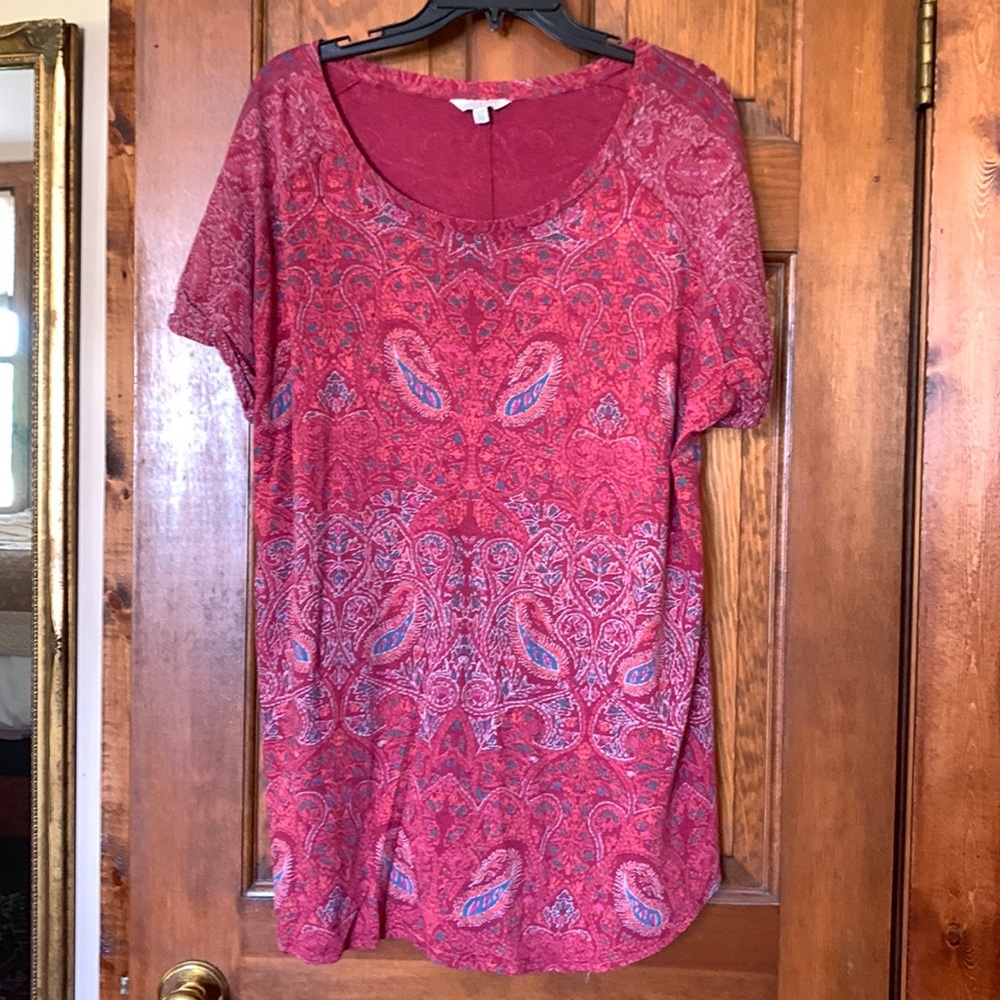 Lucky Brand BOHO cotton-spandex hi/lo tunic top Roomy, soft, flowy Exc cond 2X